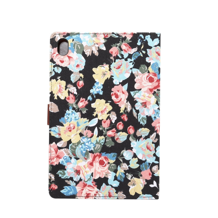 Dibase Flower Pattern Cloth Surface Horizontal Flip PC + PU Leather Case with Holder & Card Slots & Sleep / Wake-up Function For Huawei MediaPad M6 10.8