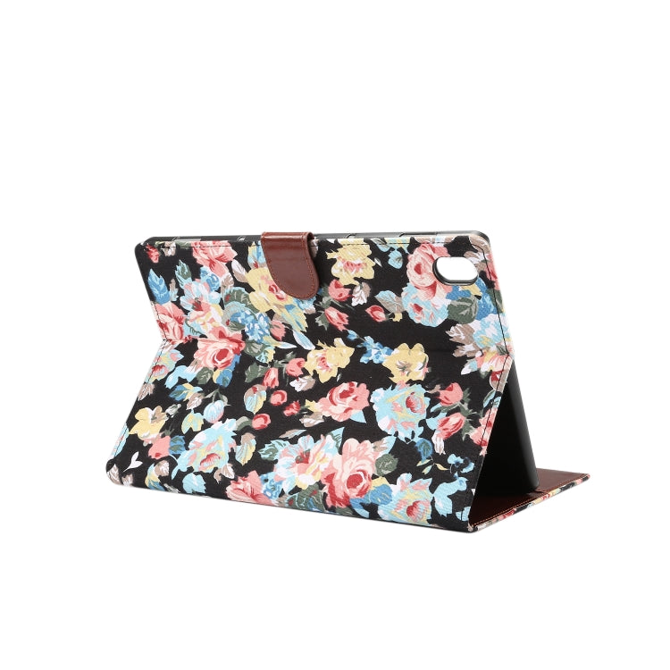 Dibase Flower Pattern Cloth Surface Horizontal Flip PC + PU Leather Case with Holder & Card Slots & Sleep / Wake-up Function For Huawei MediaPad M6 10.8
