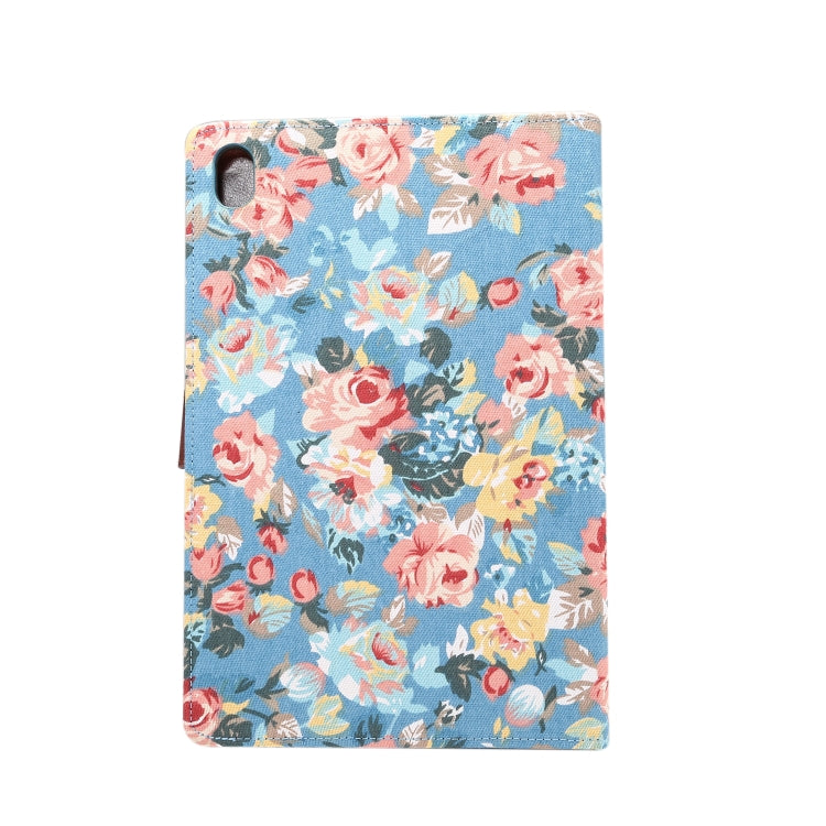 Dibase Flower Pattern Cloth Surface Horizontal Flip PC + PU Leather Case with Holder & Card Slots & Sleep / Wake-up Function For Huawei MediaPad M6 10.8