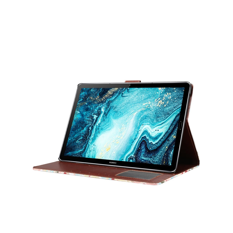 Dibase Flower Pattern Cloth Surface Horizontal Flip PC + PU Leather Case with Holder & Card Slots & Sleep / Wake-up Function For Huawei MediaPad M6 10.8