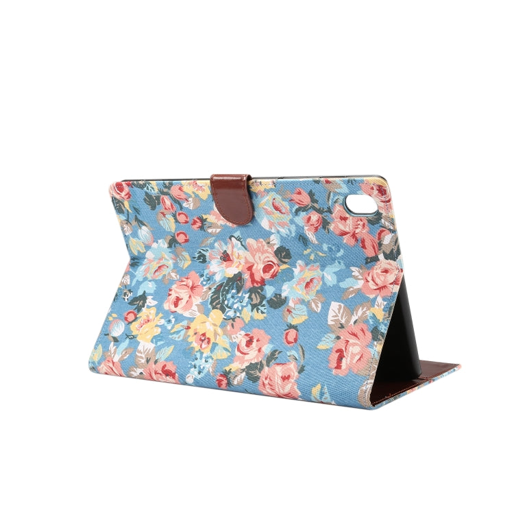 Dibase Flower Pattern Cloth Surface Horizontal Flip PC + PU Leather Case with Holder & Card Slots & Sleep / Wake-up Function For Huawei MediaPad M6 10.8