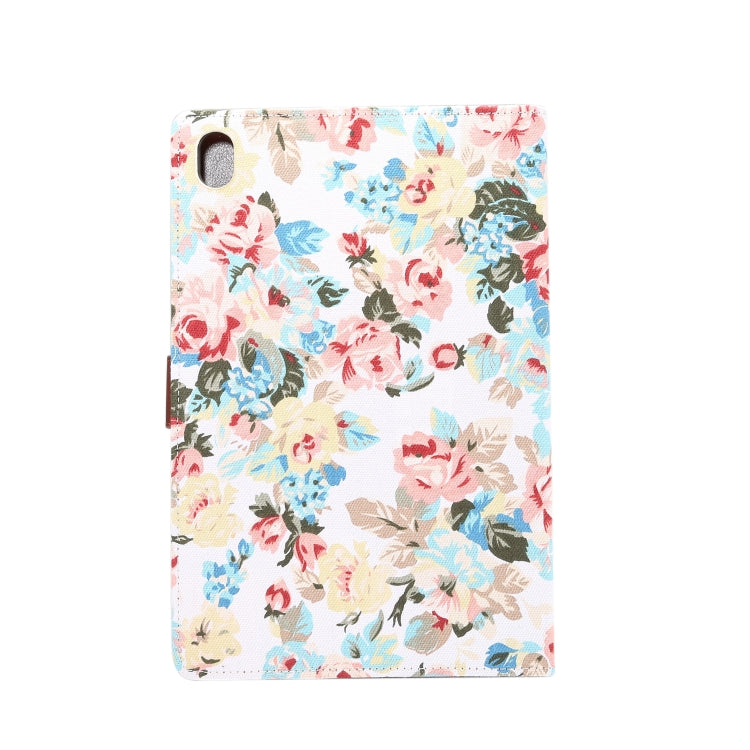 Dibase Flower Pattern Cloth Surface Horizontal Flip PC + PU Leather Case with Holder & Card Slots & Sleep / Wake-up Function For Huawei MediaPad M6 10.8