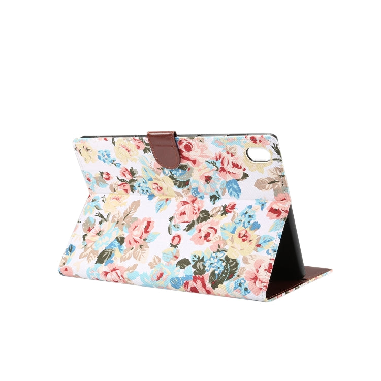 Dibase Flower Pattern Cloth Surface Horizontal Flip PC + PU Leather Case with Holder & Card Slots & Sleep / Wake-up Function For Huawei MediaPad M6 10.8
