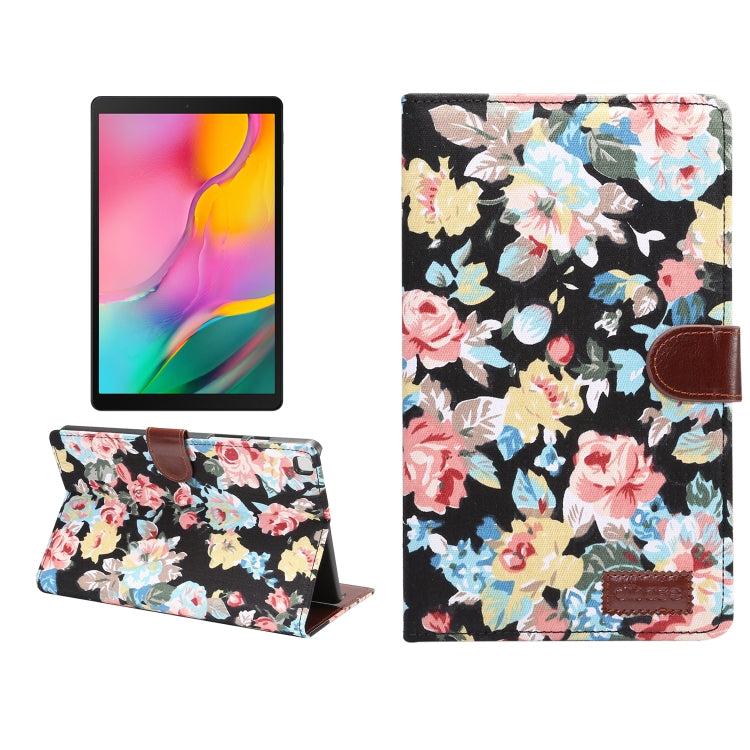 Dibase Flower Pattern Cloth Surface Horizontal Flip PC + PU Leather Case with Holder & Card Slots & Sleep / Wake-up Function For Galaxy Tab A 8.0 inch (2019) / T290 / T295