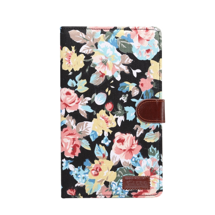 Dibase Flower Pattern Cloth Surface Horizontal Flip PC + PU Leather Case with Holder & Card Slots & Sleep / Wake-up Function For Galaxy Tab A 8.0 inch (2019) / T290 / T295