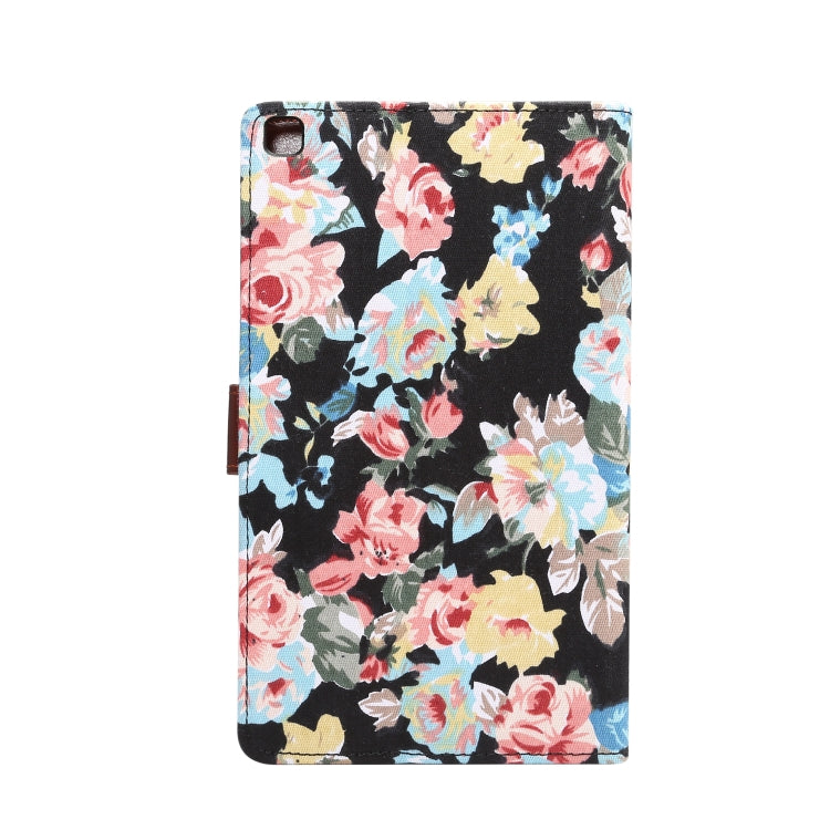 Dibase Flower Pattern Cloth Surface Horizontal Flip PC + PU Leather Case with Holder & Card Slots & Sleep / Wake-up Function For Galaxy Tab A 8.0 inch (2019) / T290 / T295