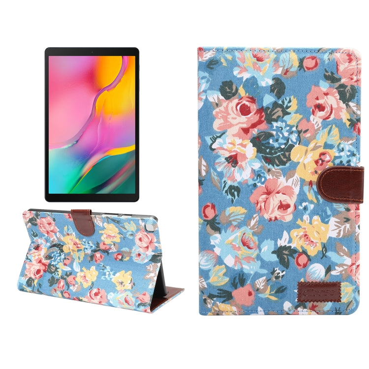 Dibase Flower Pattern Cloth Surface Horizontal Flip PC + PU Leather Case with Holder & Card Slots & Sleep / Wake-up Function For Galaxy Tab A 8.0 inch (2019) / T290 / T295