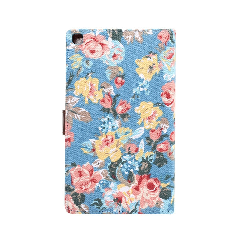 Dibase Flower Pattern Cloth Surface Horizontal Flip PC + PU Leather Case with Holder & Card Slots & Sleep / Wake-up Function For Galaxy Tab A 8.0 inch (2019) / T290 / T295