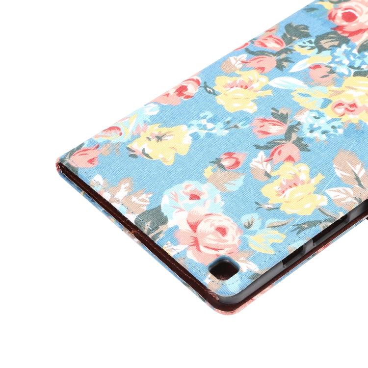 Dibase Flower Pattern Cloth Surface Horizontal Flip PC + PU Leather Case with Holder & Card Slots & Sleep / Wake-up Function For Galaxy Tab A 8.0 inch (2019) / T290 / T295