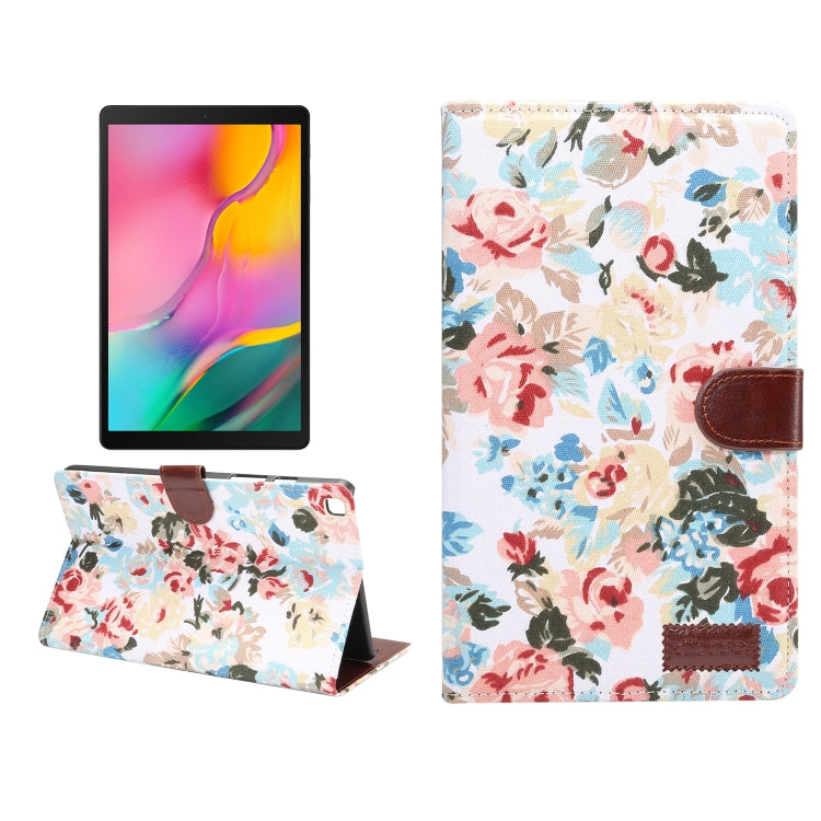 Dibase Flower Pattern Cloth Surface Horizontal Flip PC + PU Leather Case with Holder & Card Slots & Sleep / Wake-up Function For Galaxy Tab A 8.0 inch (2019) / T290 / T295