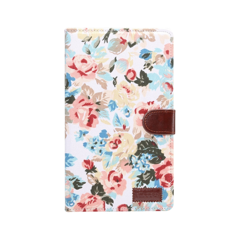 Dibase Flower Pattern Cloth Surface Horizontal Flip PC + PU Leather Case with Holder & Card Slots & Sleep / Wake-up Function For Galaxy Tab A 8.0 inch (2019) / T290 / T295