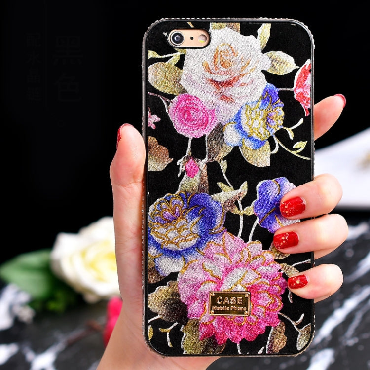 For iPhone X / XS TPU + Epoxy Flowers Series Phone Protective Case with Crystalline Chain