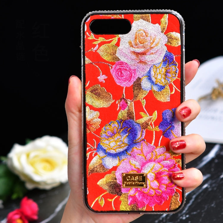 For iPhone XS Max TPU + Epoxy Flowers Series Phone Protective Case with Crystalline Chain