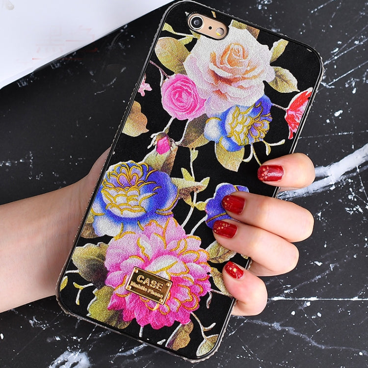For iPhone X / XS TPU + Epoxy Flowers Series Phone Protective Case