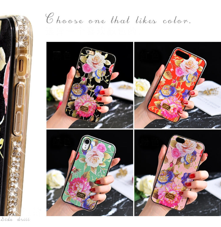 For iPhone X / XS TPU + Epoxy Flowers Series Phone Protective Case