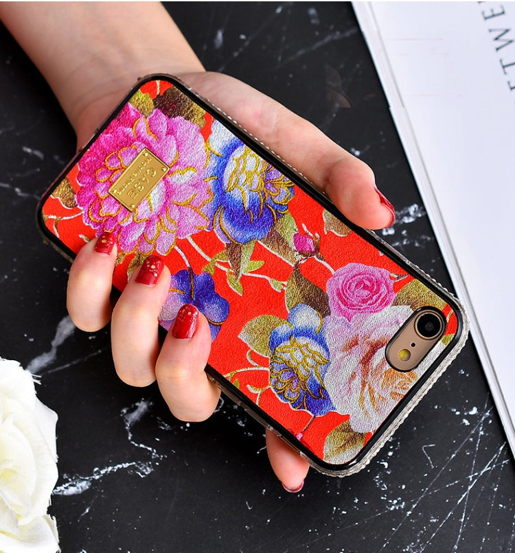 For iPhone X / XS TPU + Epoxy Flowers Series Phone Protective Case