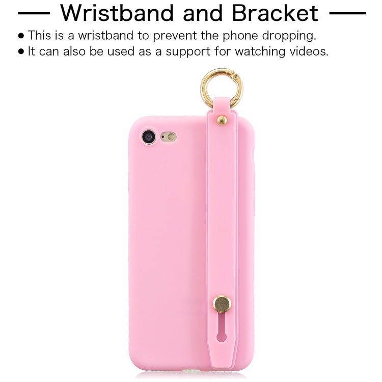 For iPhone SE 2022 / SE 2020 / 8 / 7 Shockproof Solid Color TPU Case with Wristband