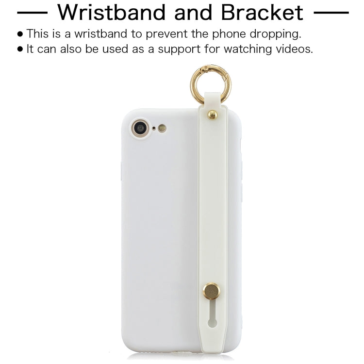 For iPhone SE 2022 / SE 2020 / 8 / 7 Shockproof Solid Color TPU Case with Wristband