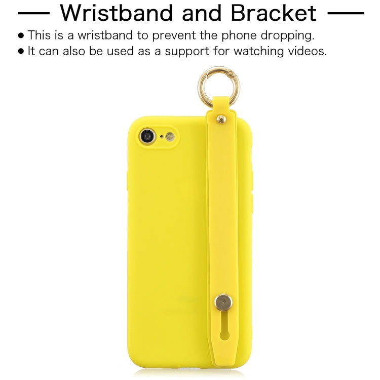 For iPhone SE 2022 / SE 2020 / 8 / 7 Shockproof Solid Color TPU Case with Wristband