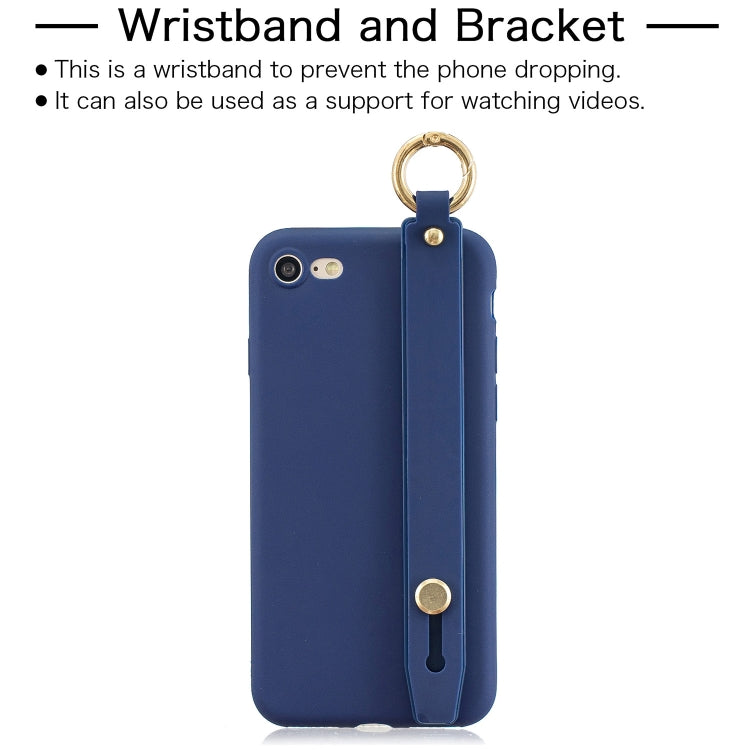 For iPhone SE 2022 / SE 2020 / 8 / 7 Shockproof Solid Color TPU Case with Wristband