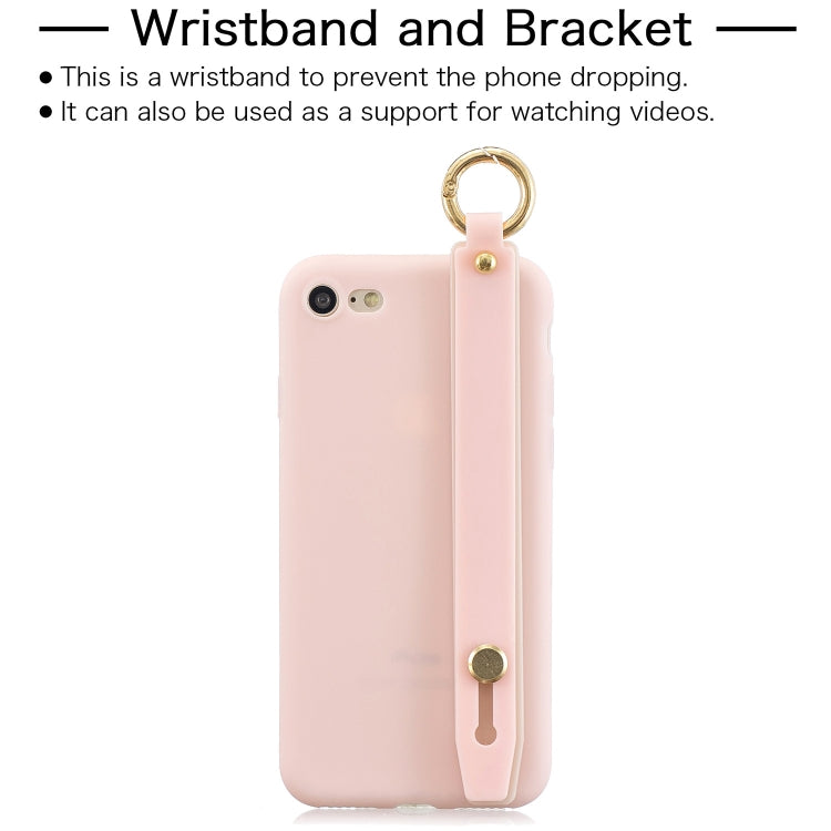 For iPhone SE 2022 / SE 2020 / 8 / 7 Shockproof Solid Color TPU Case with Wristband