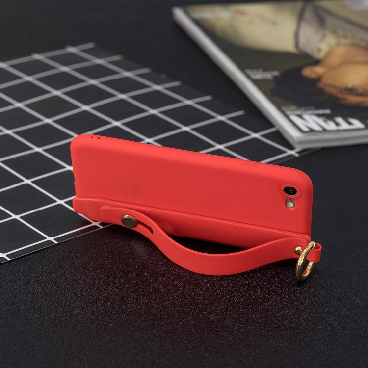 For iPhone SE 2022 / SE 2020 / 8 / 7 Shockproof Solid Color TPU Case with Wristband