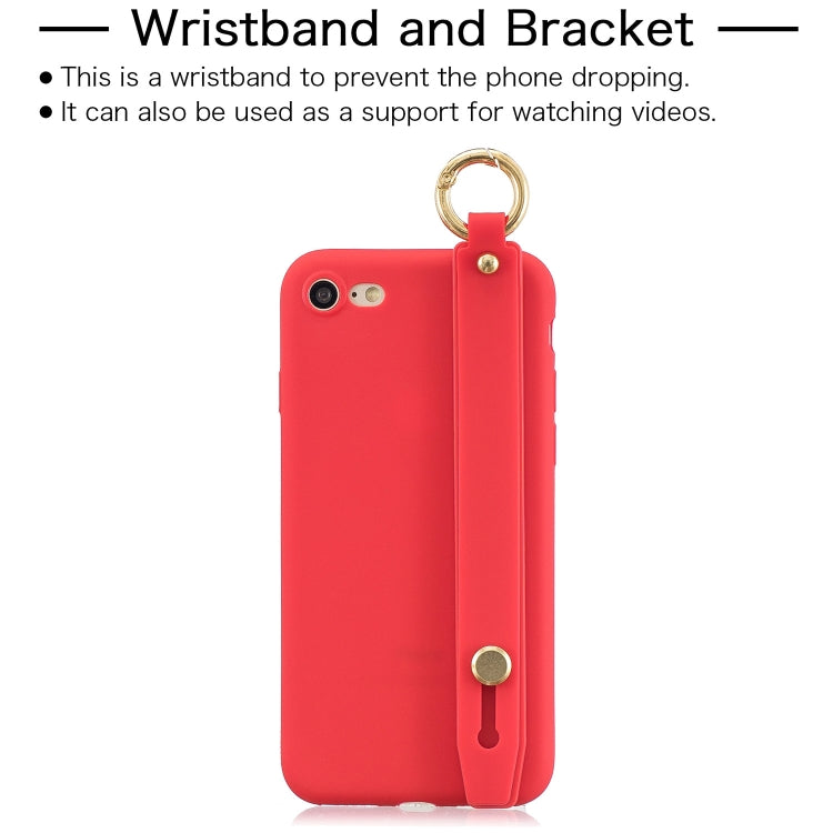 For iPhone SE 2022 / SE 2020 / 8 / 7 Shockproof Solid Color TPU Case with Wristband