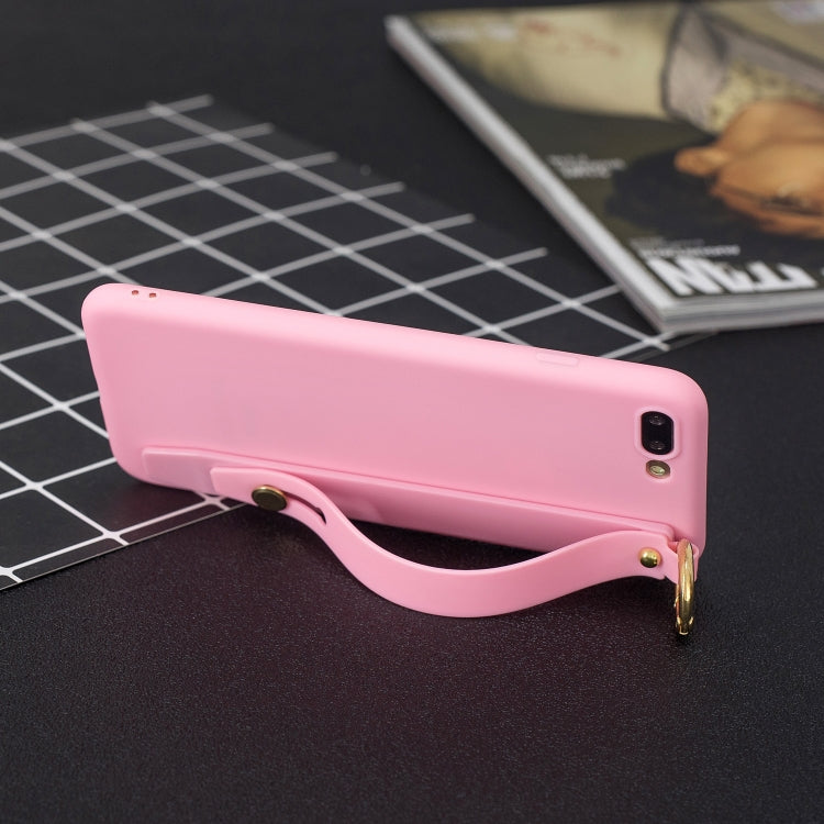 Shockproof Solid Color TPU Case with Wristband For iPhone 8 Plus / 7 Plus