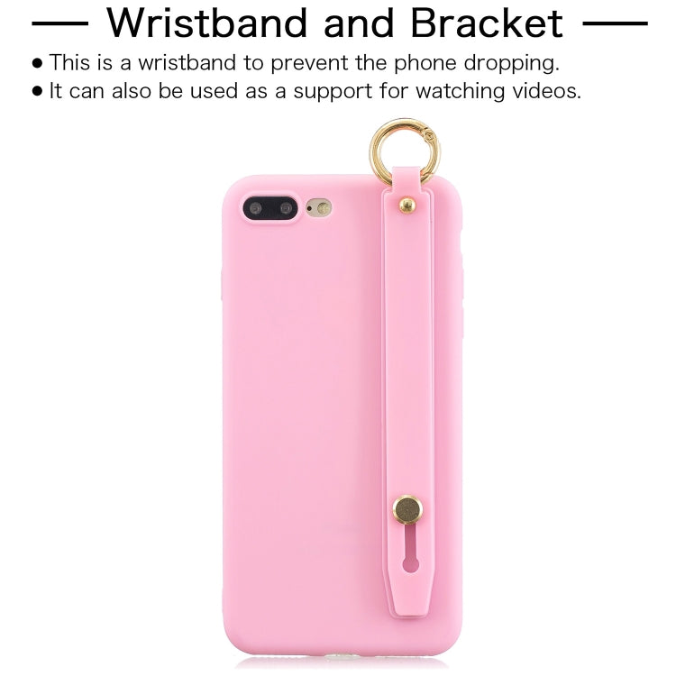 Shockproof Solid Color TPU Case with Wristband For iPhone 8 Plus / 7 Plus