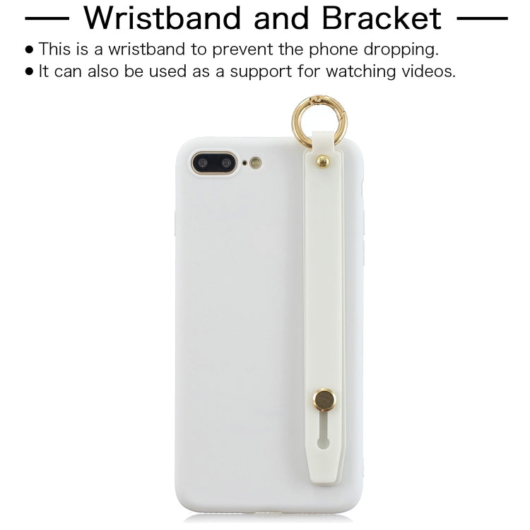 Shockproof Solid Color TPU Case with Wristband For iPhone 8 Plus / 7 Plus