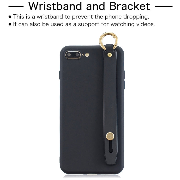 Shockproof Solid Color TPU Case with Wristband For iPhone 8 Plus / 7 Plus