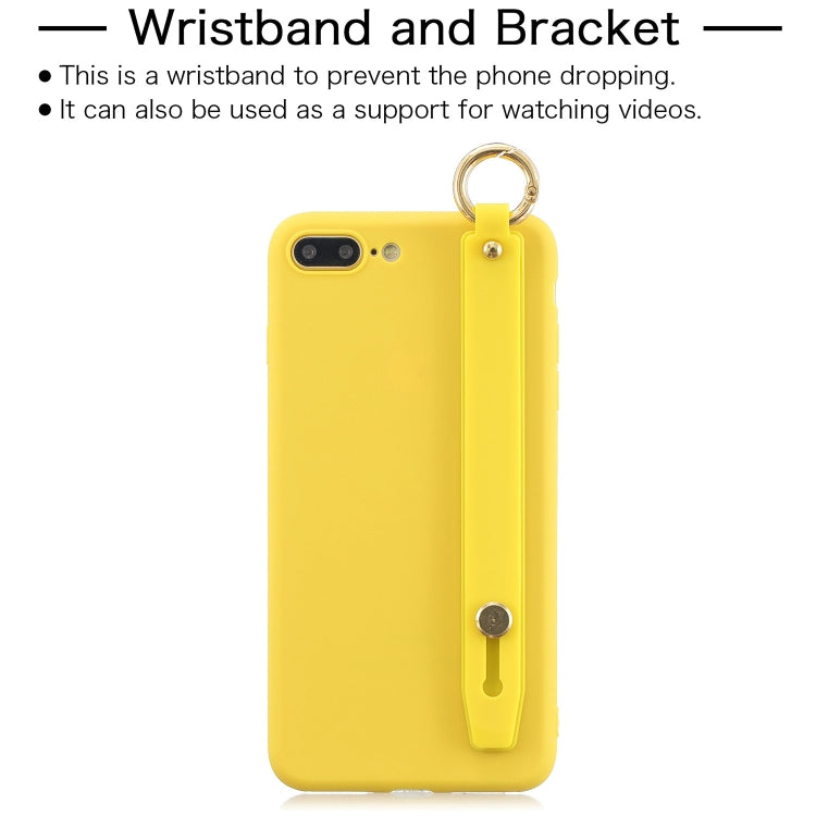 Shockproof Solid Color TPU Case with Wristband For iPhone 8 Plus / 7 Plus