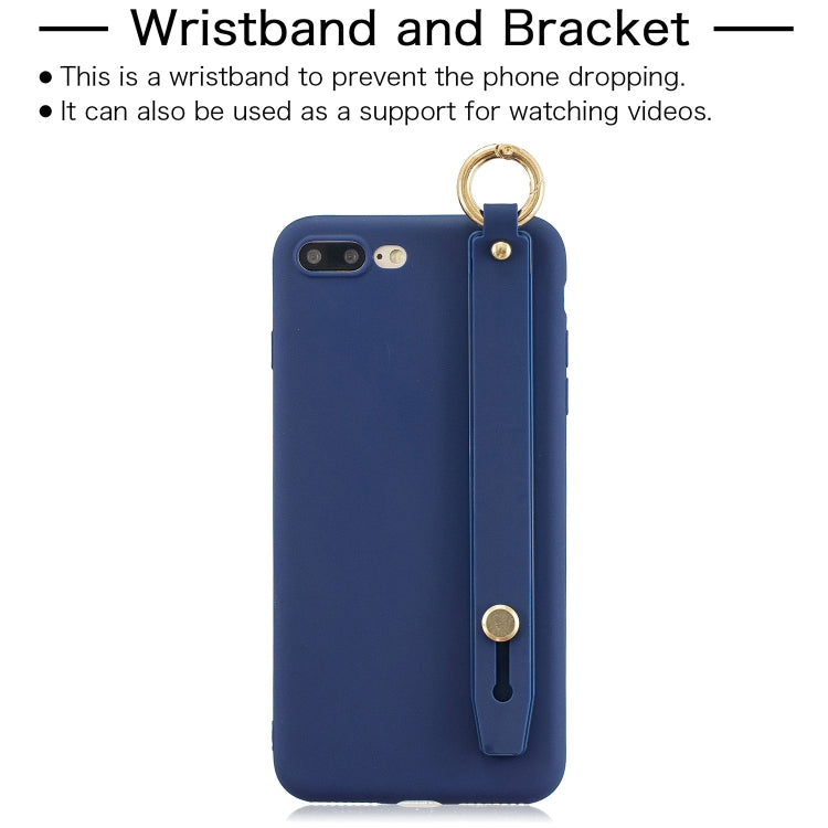 Shockproof Solid Color TPU Case with Wristband For iPhone 8 Plus / 7 Plus
