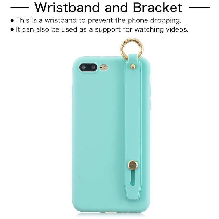 Shockproof Solid Color TPU Case with Wristband For iPhone 8 Plus / 7 Plus