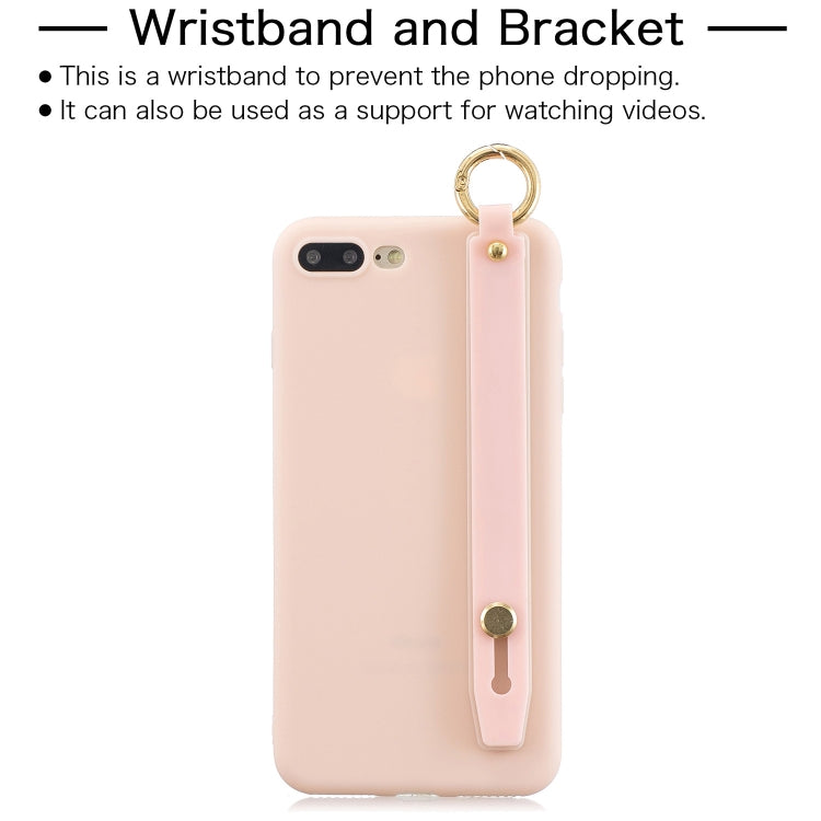 Shockproof Solid Color TPU Case with Wristband For iPhone 8 Plus / 7 Plus