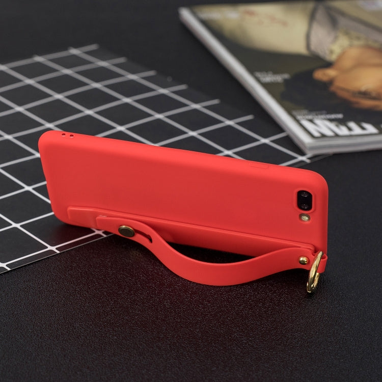 Shockproof Solid Color TPU Case with Wristband For iPhone 8 Plus / 7 Plus