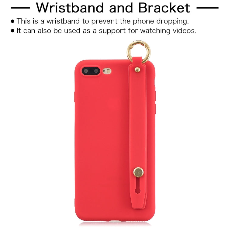 Shockproof Solid Color TPU Case with Wristband For iPhone 8 Plus / 7 Plus