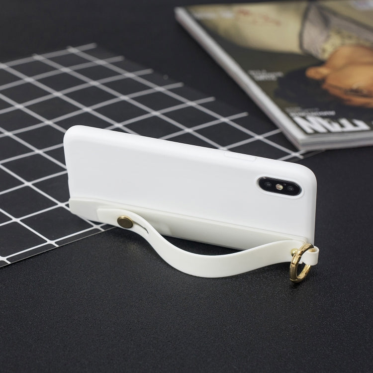 For iPhone XR Shockproof Solid Color TPU Case with Wristband