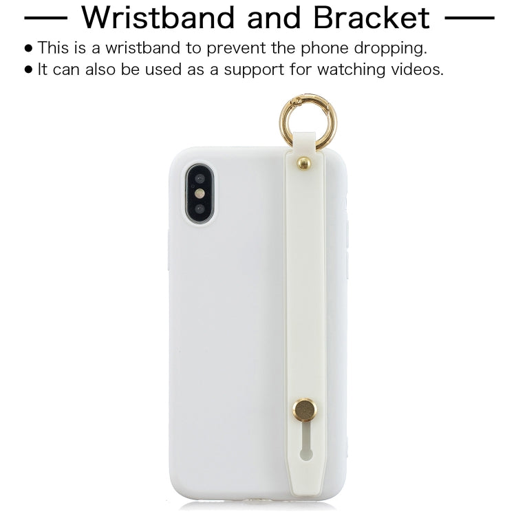 For iPhone XR Shockproof Solid Color TPU Case with Wristband