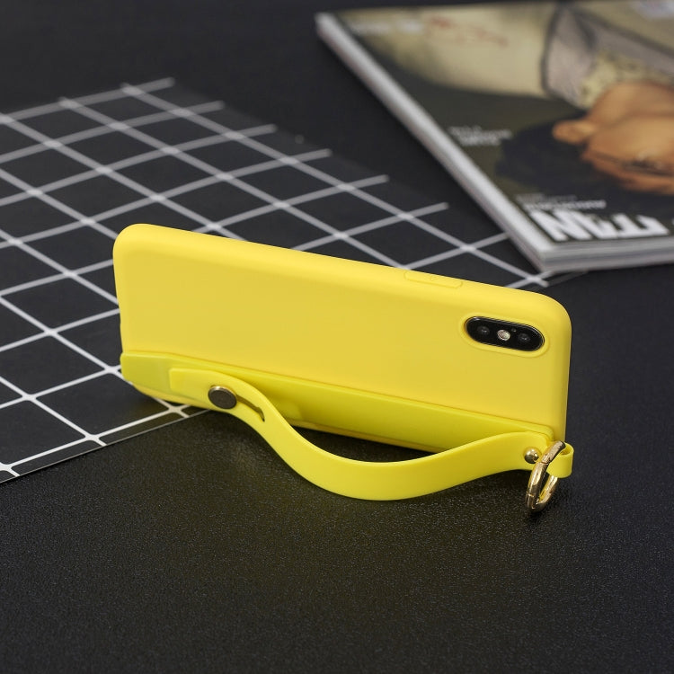 For iPhone XR Shockproof Solid Color TPU Case with Wristband