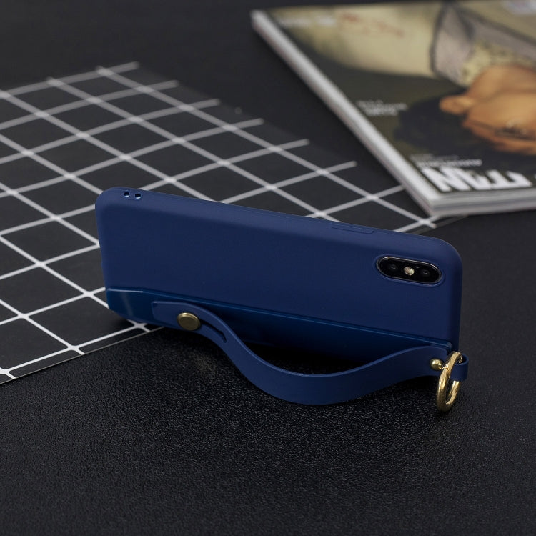 For iPhone XR Shockproof Solid Color TPU Case with Wristband