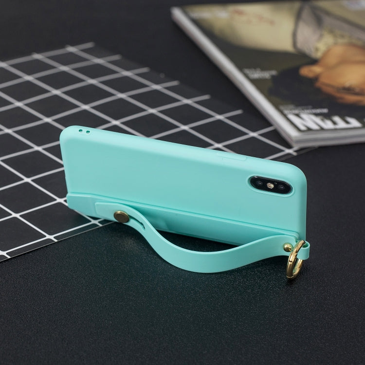 For iPhone XR Shockproof Solid Color TPU Case with Wristband