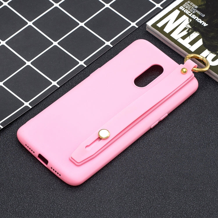 Shockproof Solid Color TPU Case with Wristband For OnePlus 7