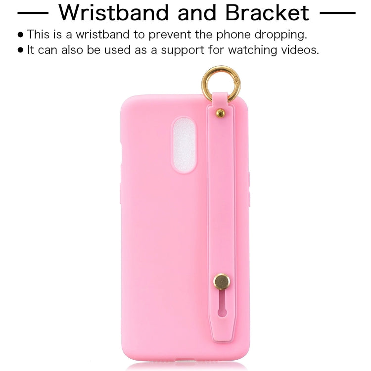 Shockproof Solid Color TPU Case with Wristband For OnePlus 7