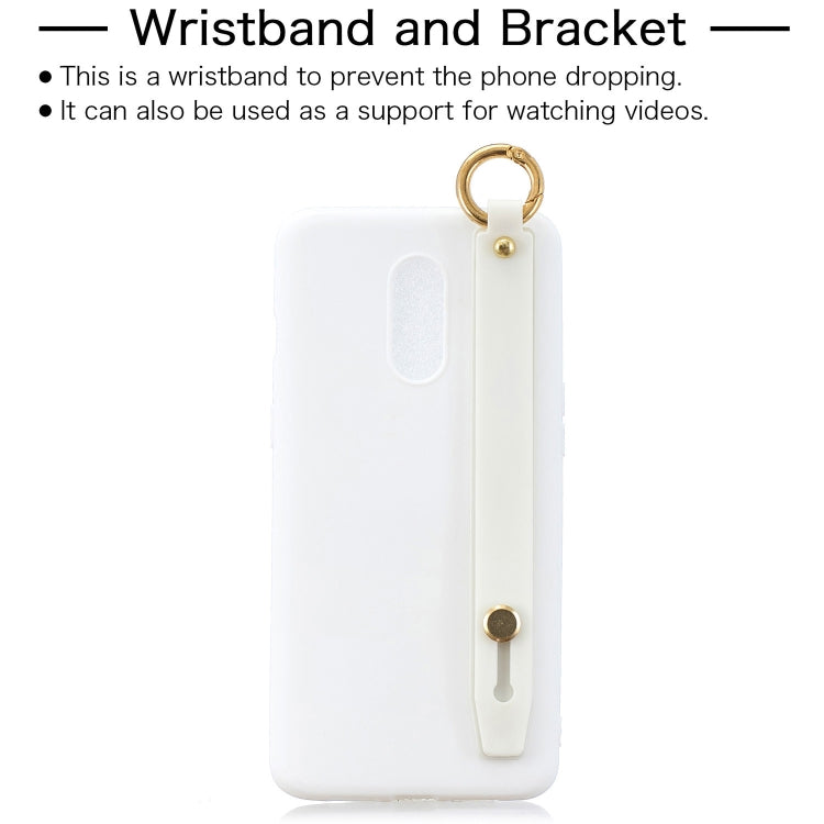 Shockproof Solid Color TPU Case with Wristband For OnePlus 7