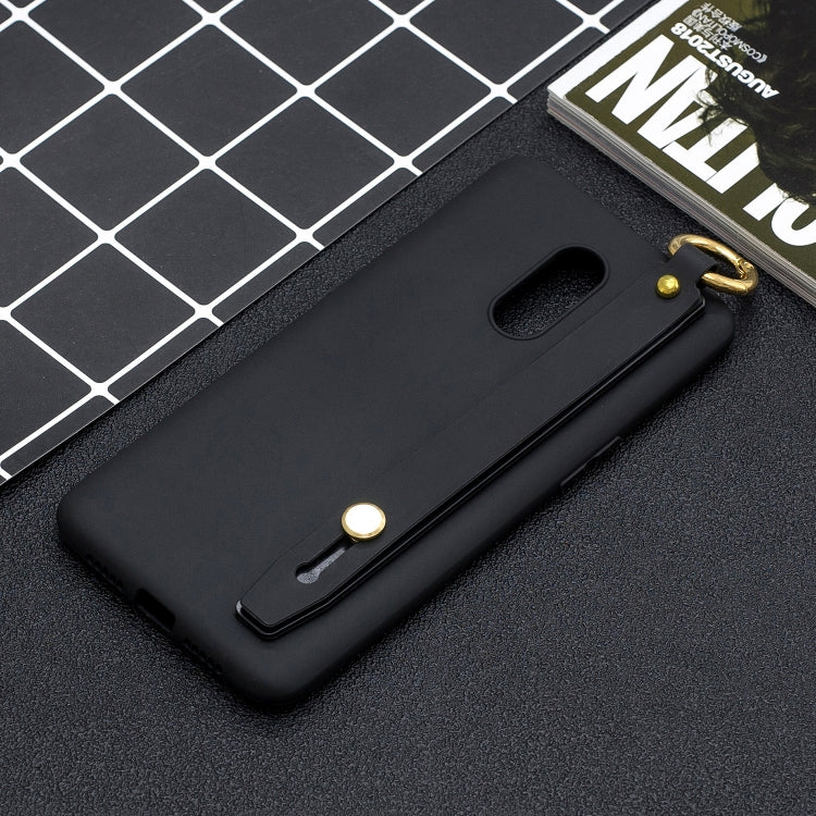 Shockproof Solid Color TPU Case with Wristband For OnePlus 7