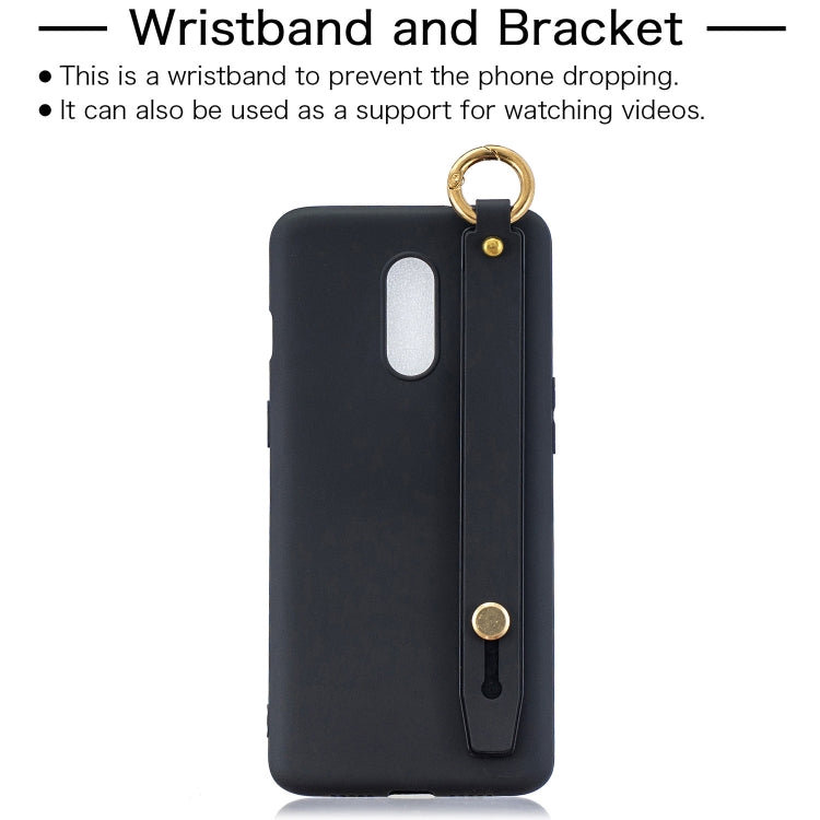 Shockproof Solid Color TPU Case with Wristband For OnePlus 7