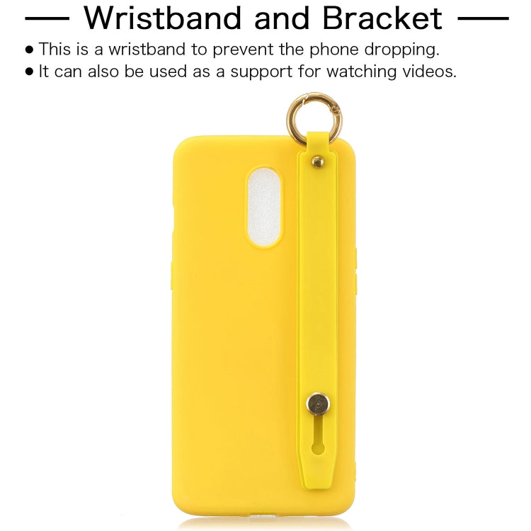 Shockproof Solid Color TPU Case with Wristband For OnePlus 7