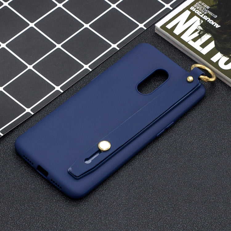 Shockproof Solid Color TPU Case with Wristband For OnePlus 7