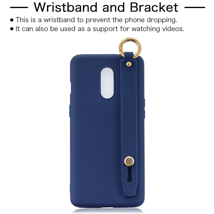 Shockproof Solid Color TPU Case with Wristband For OnePlus 7